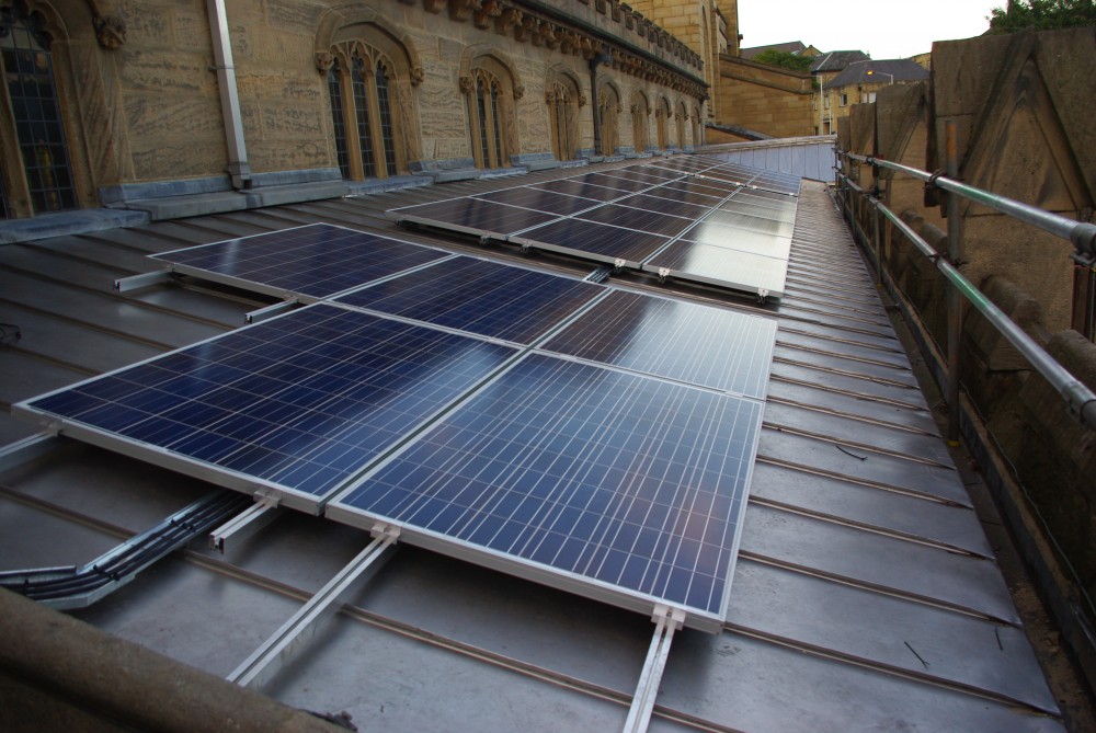 Solar panels at Bradford Cathedral.