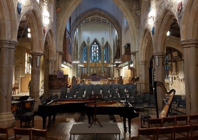 Tiered staging in Bradford Cathedral.