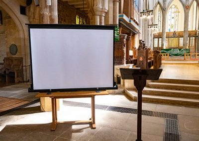 Curved seating in the Cathedral.