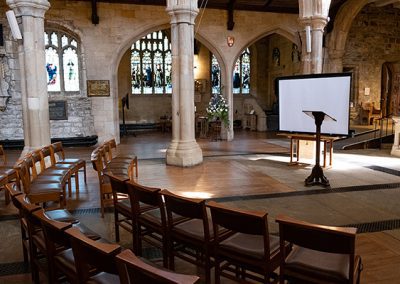 Curved seating in the Cathedral.