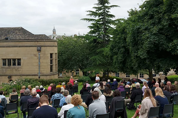 ACT Shakespeare performing in the grounds of Bradford Cathedral.