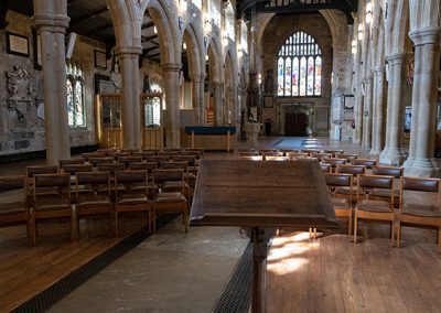 Curved seating in the Cathedral.