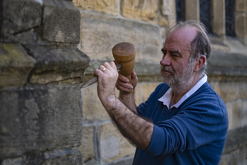 Cathedral volunteer Robert demonstrates some carving work