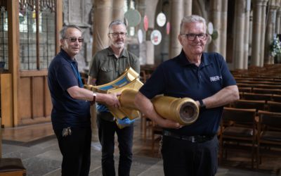Maufe Candlesticks return to Bradford Cathedral after repairs and restoration